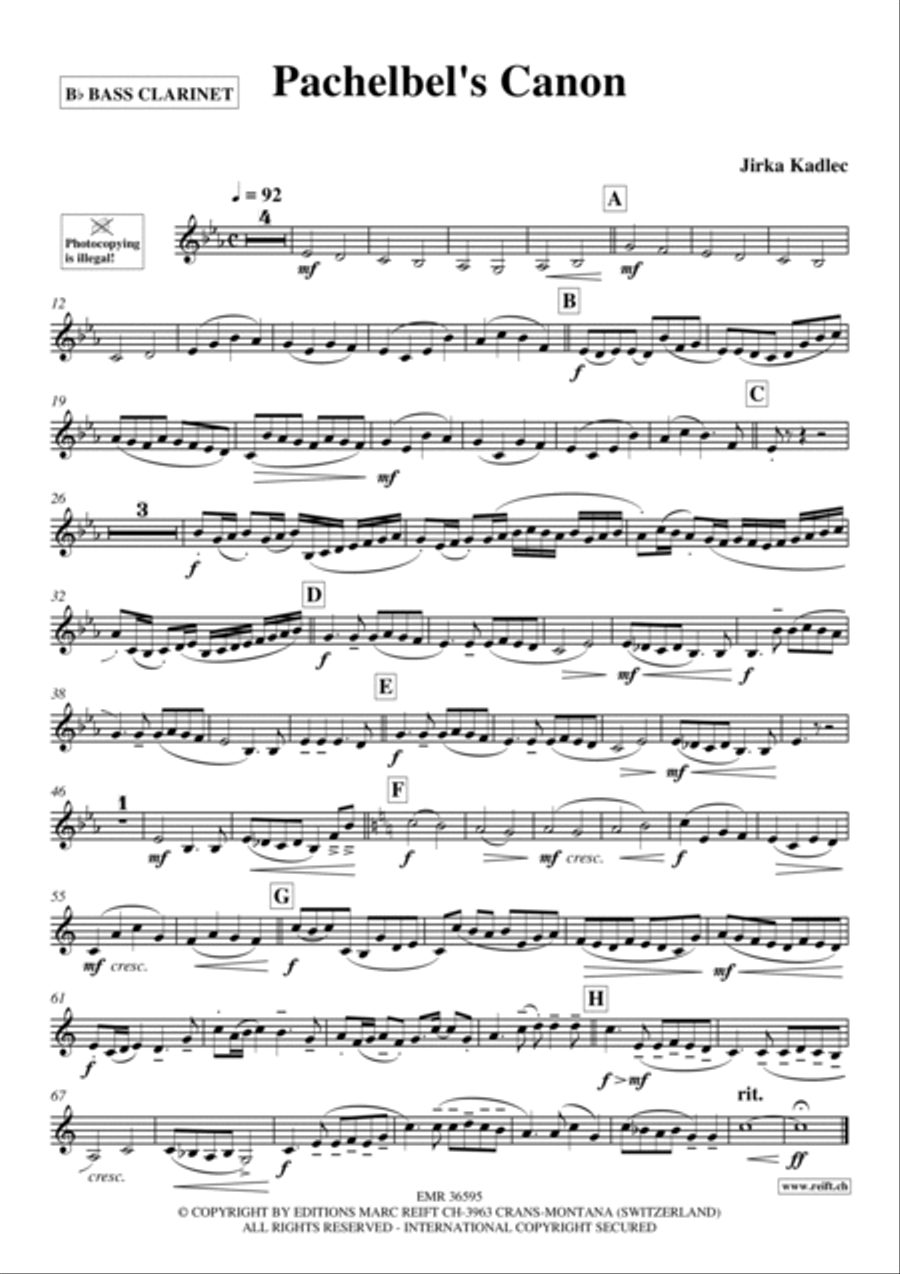 Pachelbel's Canon Bass Clarinet scores gallery preview page 2