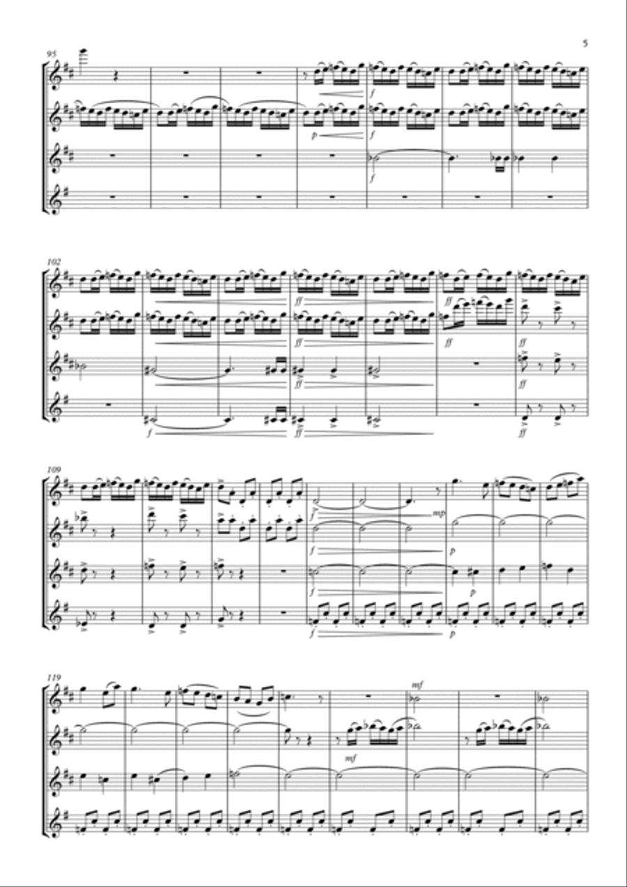 Dance of the Tumblers from 'The Snow Maiden Flute Quartet scores gallery preview page 5