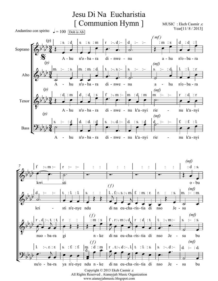 JESU DI NA EUCHARISTIA 4-Part scores gallery preview page 1