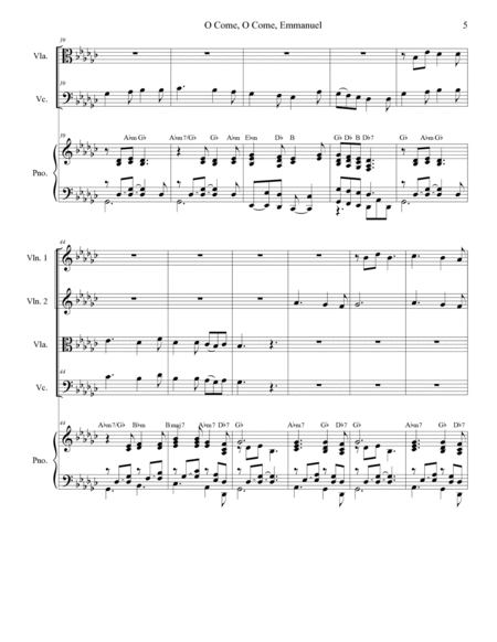 O Come, O Come, Emmanuel (with "O Come, Divine Messiah") (String Quartet and Piano) image number null