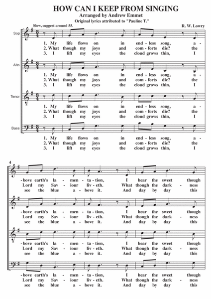 How Can I Keep From Singing A Cappella SATB [original lyrics] image number null