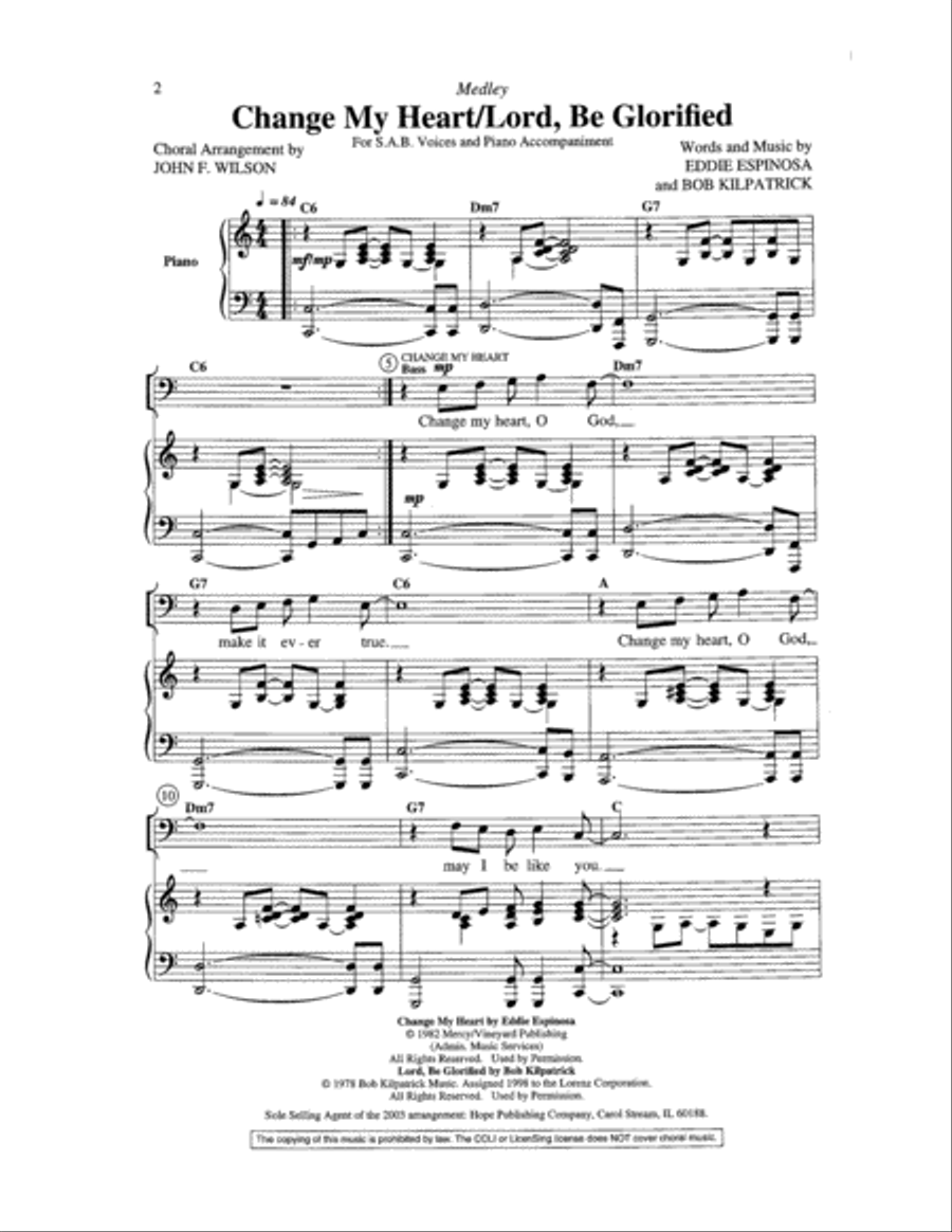 Change My Heart/Lord, Be Glorified 3-Part scores gallery preview page 2