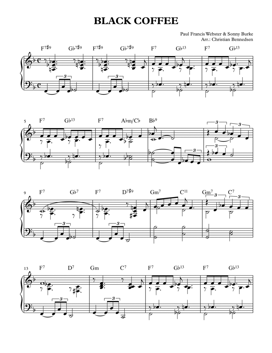 Black Coffee Piano Solo scores gallery preview page 1