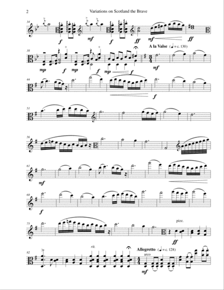 Variations on Scotland the Brave for viola solo Viola Solo scores gallery preview page 2
