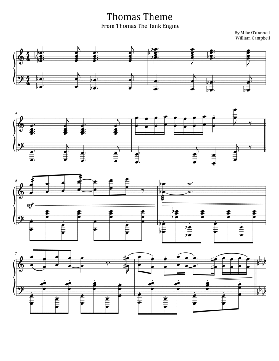Thomas the tank engine piano music sale