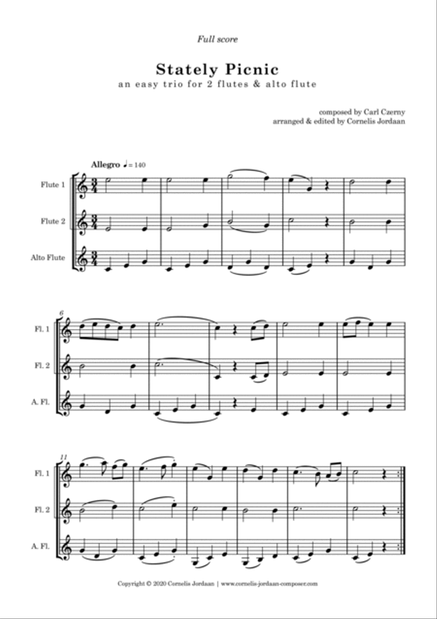 Stately Picnic, an easy trio for 2 flutes & alto flute Woodwind Trio scores gallery preview page 2