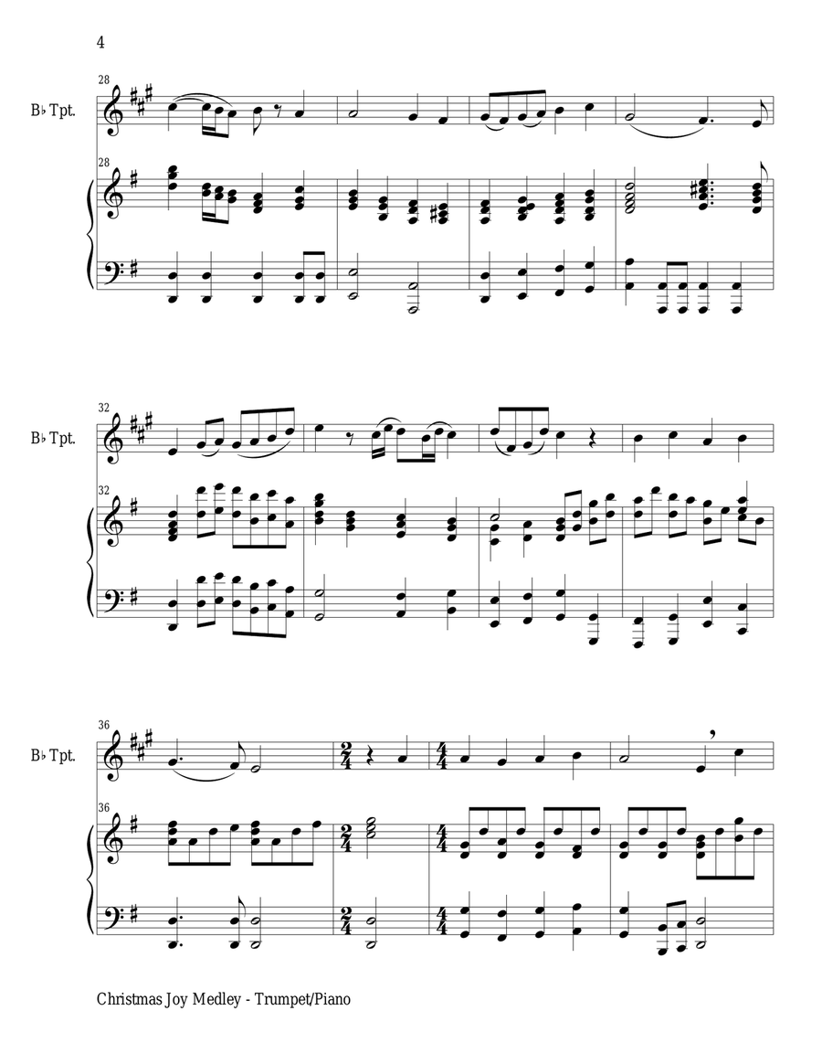 CHRISTMAS JOY MEDLEY (Bb Trumpet/Piano and Trumpet Part) Trumpet Solo scores gallery preview page 4