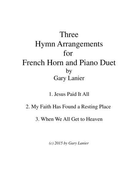 THREE HYMN ARRANGEMENTS for F Horn and PIANO (Duet – Horn/Piano with Horn Part) image number null