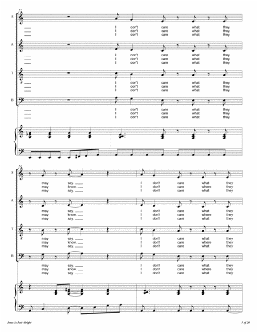 Jesus Is Just Alright 4-Part scores gallery preview page 6