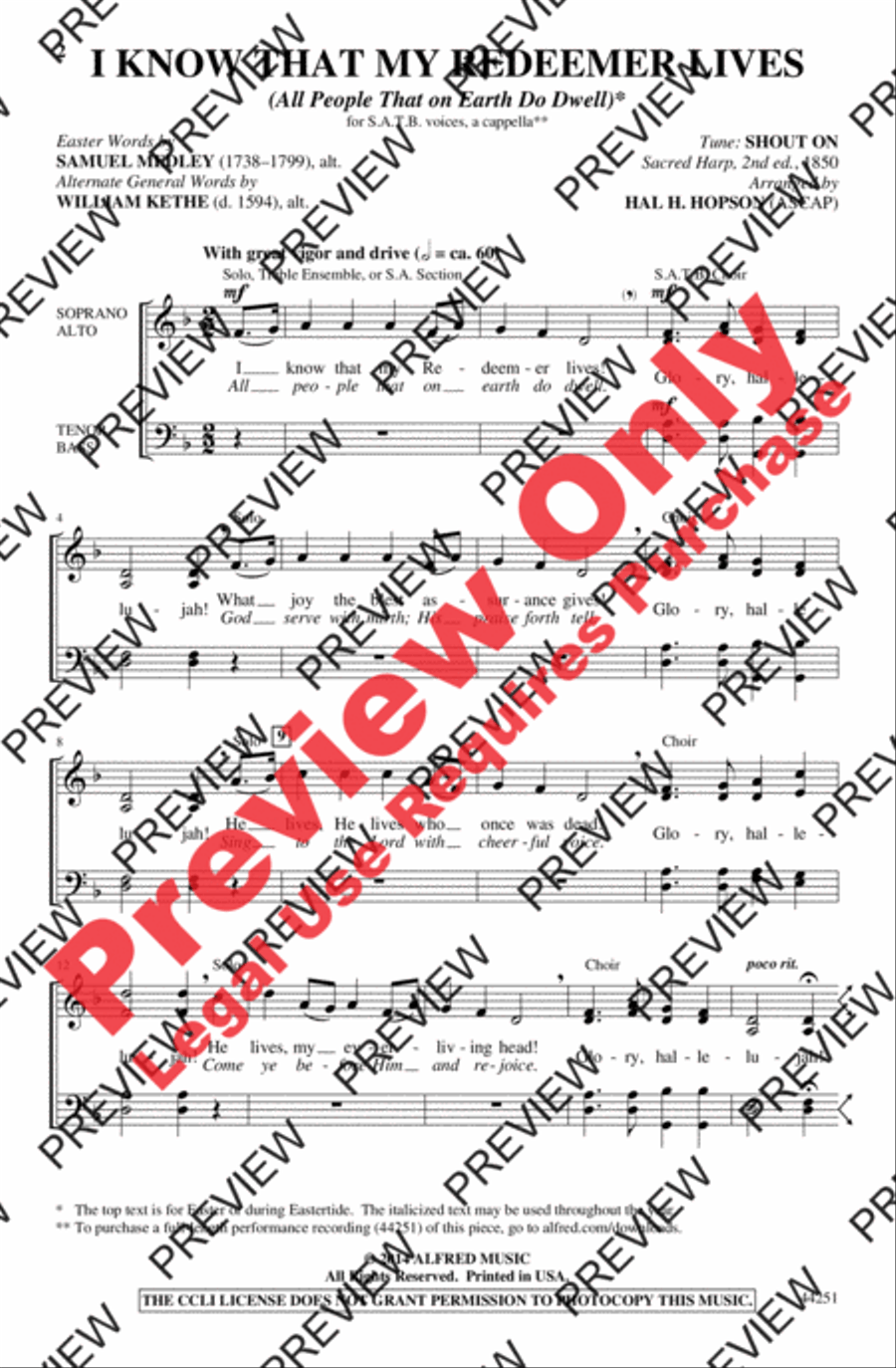 I Know That My Redeemer Lives 4-Part scores gallery preview page 2
