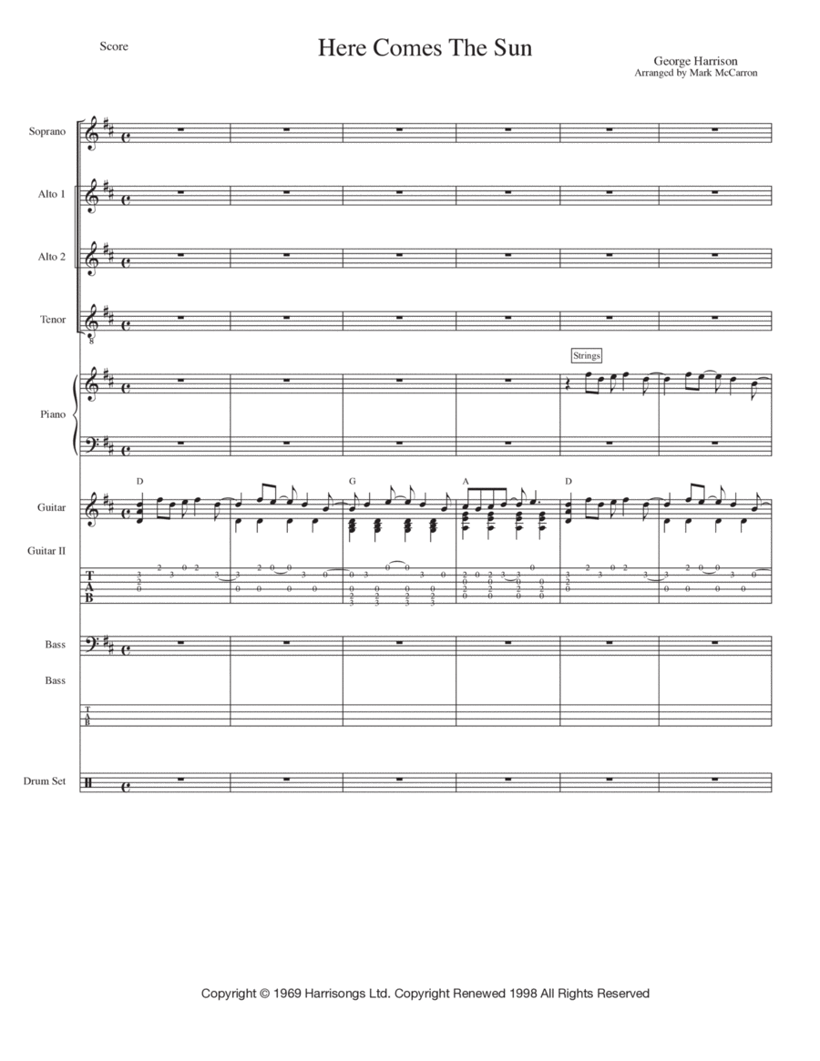 Here Comes The Sun Here Comes The Sun Jazz Ensemble scores gallery preview page 1