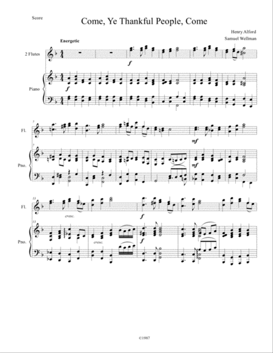 Come, Ye Thankful People, Come Piano scores gallery preview page 1