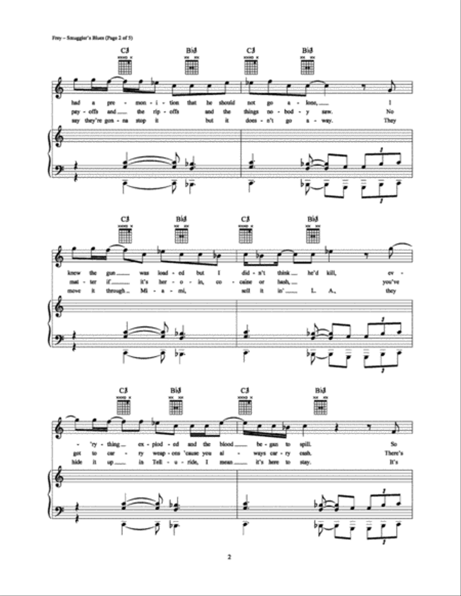 Smuggler's Blues Piano, Vocal, Guitar scores gallery preview page 2