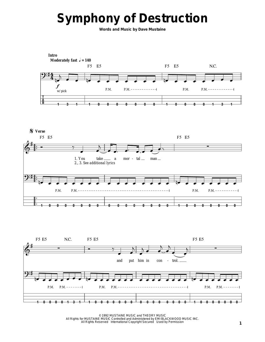 Symphony Of Destruction Acoustic Guitar scores gallery preview page 1