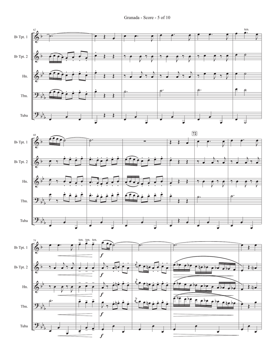 Granada - Full Score Brass Quintet scores gallery preview page 5