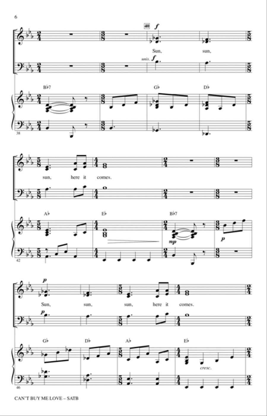 Can't Buy Me Love (Medley of Hits by The Beatles) (arr. Audrey Snyder) 4-Part scores gallery preview page 5