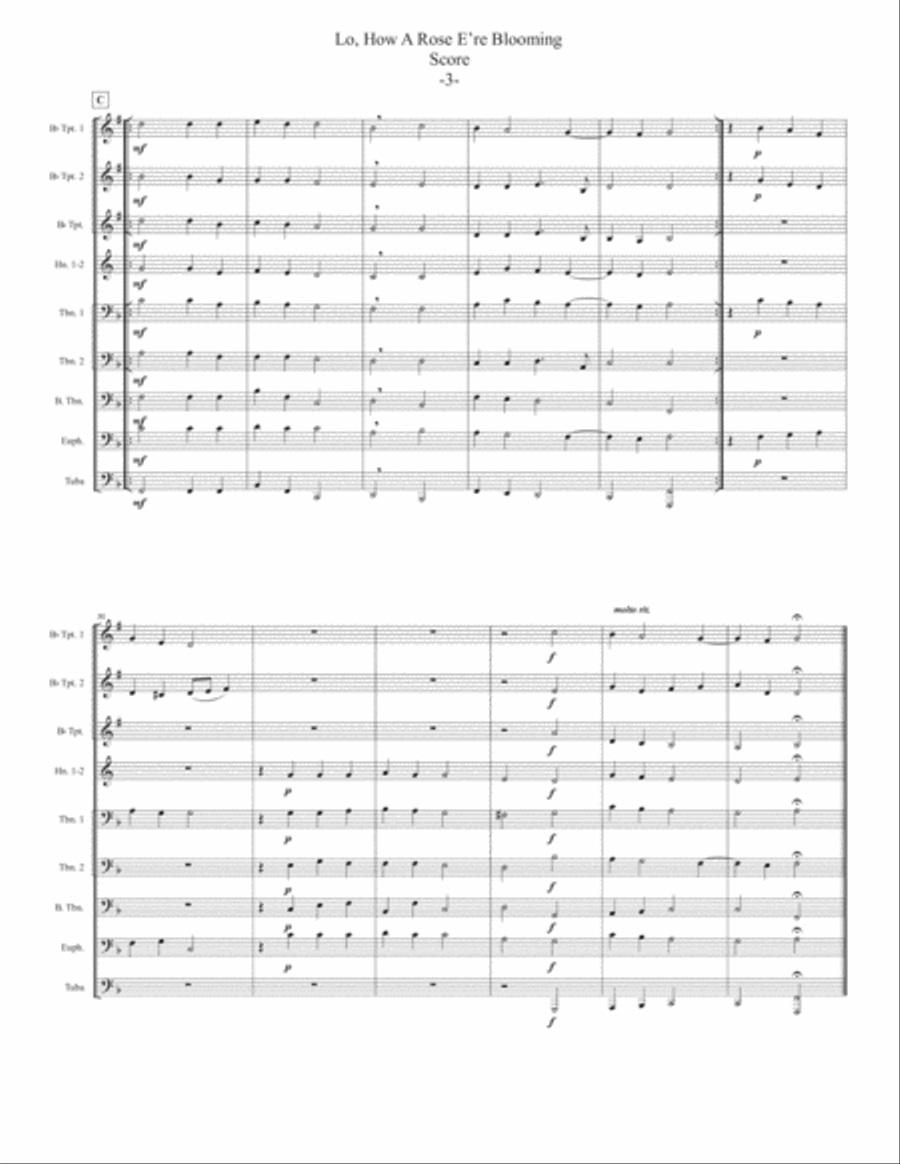 Lo, How A Rose E're Blooming for Brass Ensemble or Choir Brass Ensemble scores gallery preview page 4