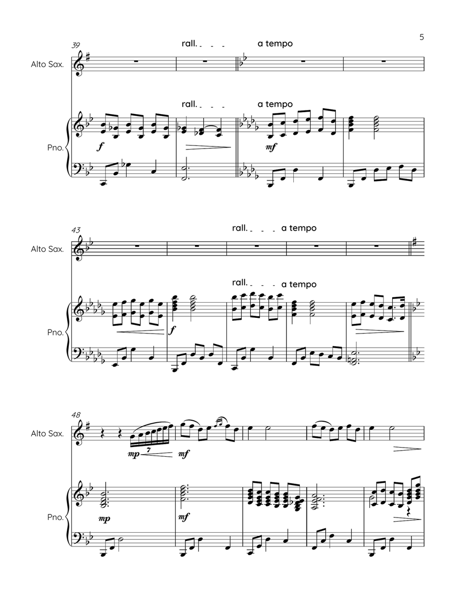 COME BACK TO SORRENTO - alto sax and piano Alto Saxophone scores gallery preview page 5
