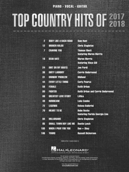 Top Country Hits of 2017-2018