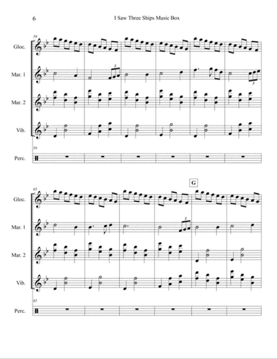 I Saw Three Ships Music Box (Percussion Ensemble) Percussion Ensemble scores gallery preview page 6