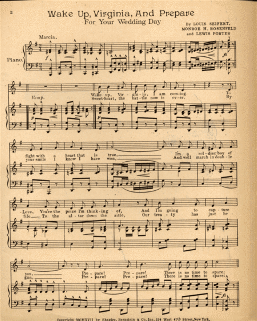 Wake Up Virginia and Prepare (For Your Wedding Day) Voice scores gallery preview page 2