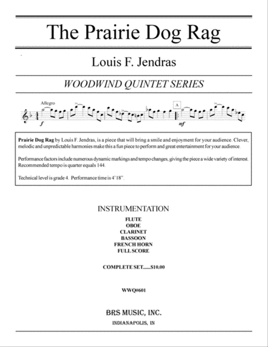 The Prarie Dog Rag Woodwind Quintet scores gallery preview page 1