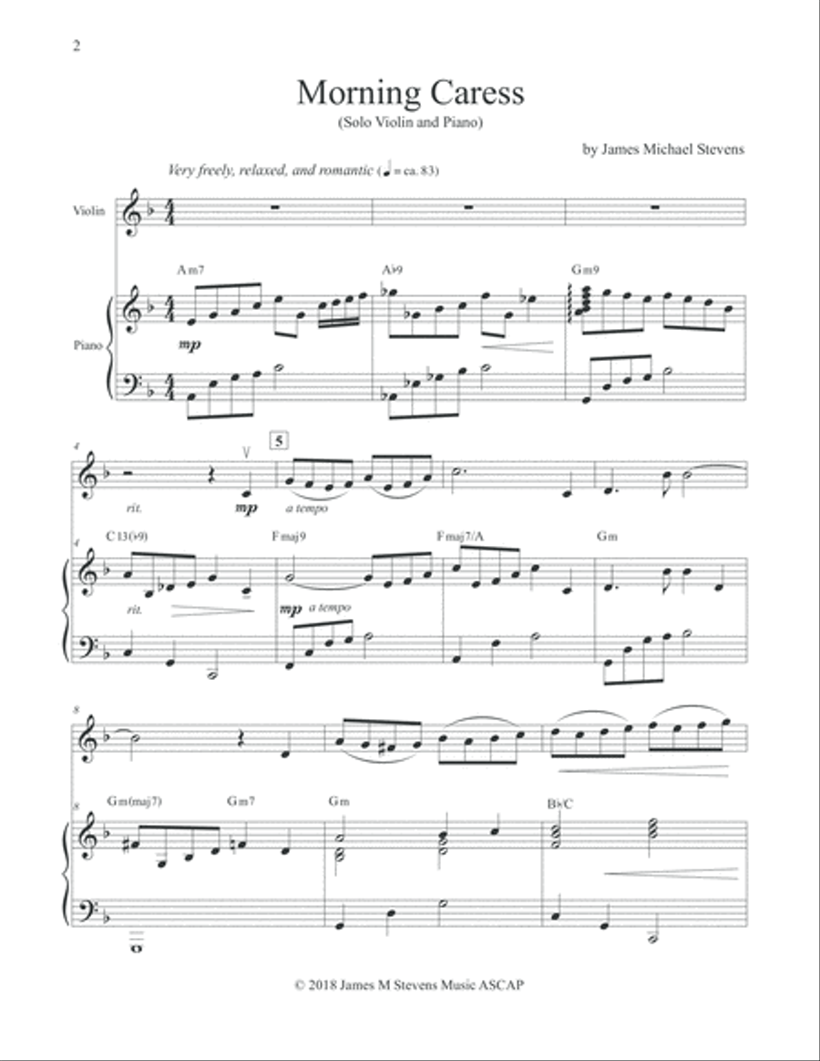 Morning Caress - Violin & Piano Violin Solo scores gallery preview page 2