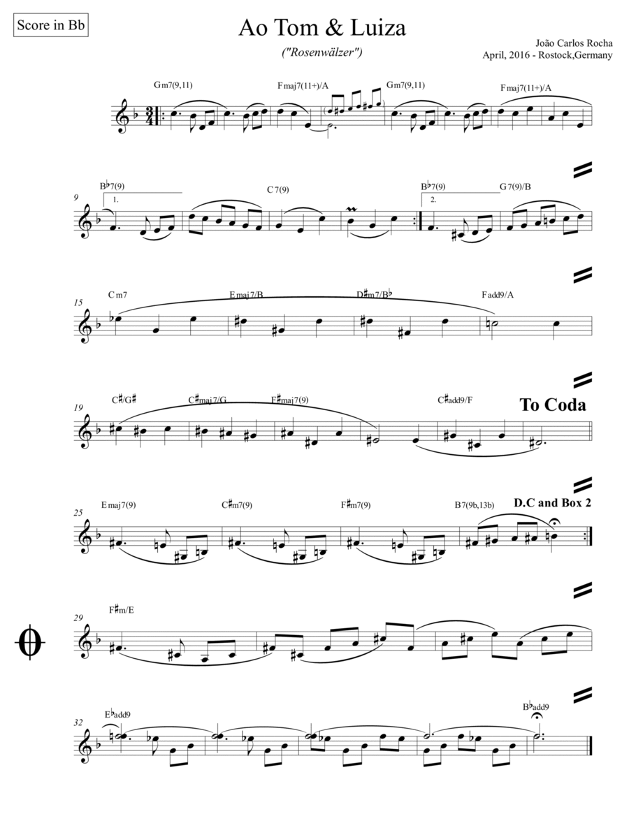 Rosenwälzer | Ao Tom & Luiza (score in Bb) Small Ensemble scores gallery preview page 1