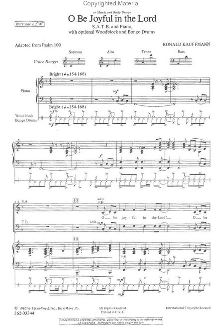 O Be Joyful in the Lord O Be Joyful in the Lord 4-Part scores gallery preview page 2