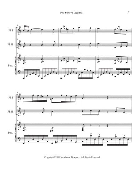 Una Furtiva Lagrima (One Furtive Tear): Trio for Two Flutes and Piano image number null