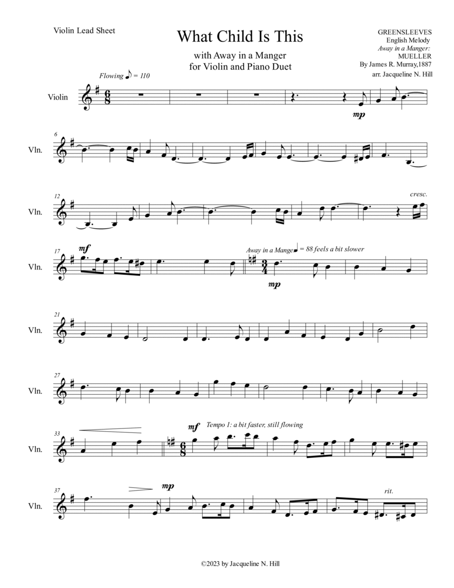 What Child is This? with Away in a Manger Violin Solo scores gallery preview page 1