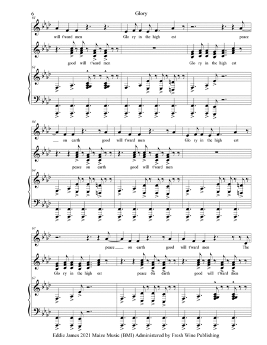 Glory Piano Solo scores gallery preview page 6