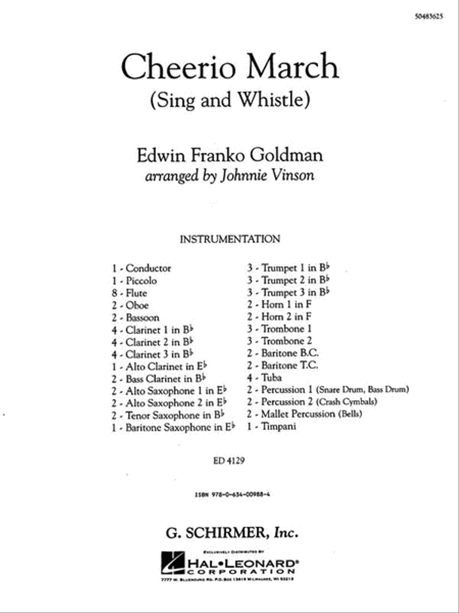 Cheerio March (Sing and Whistle) Concert Band scores gallery preview page 1