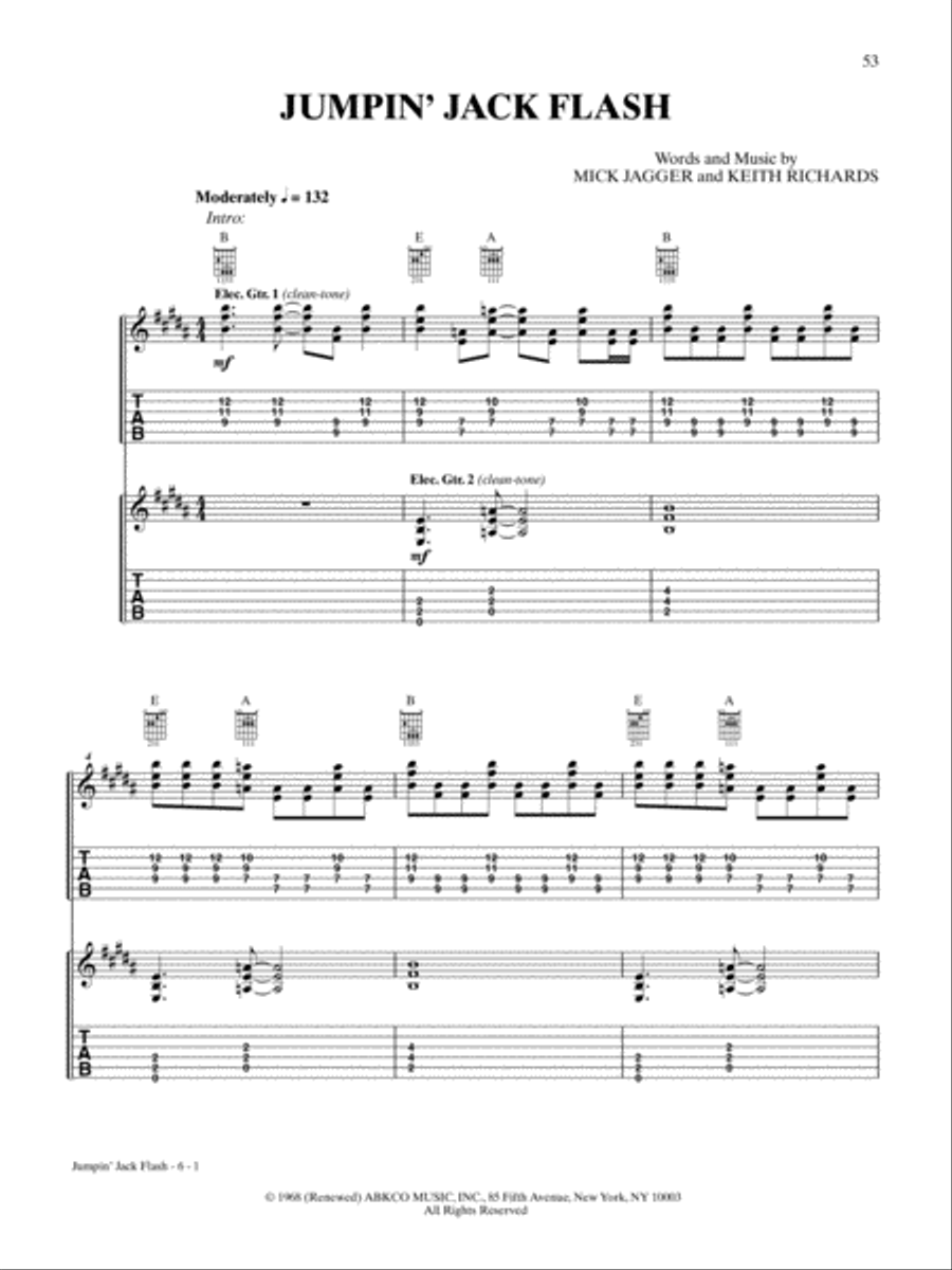 Jumpin' Jack Flash Guitar Tablature scores gallery preview page 1