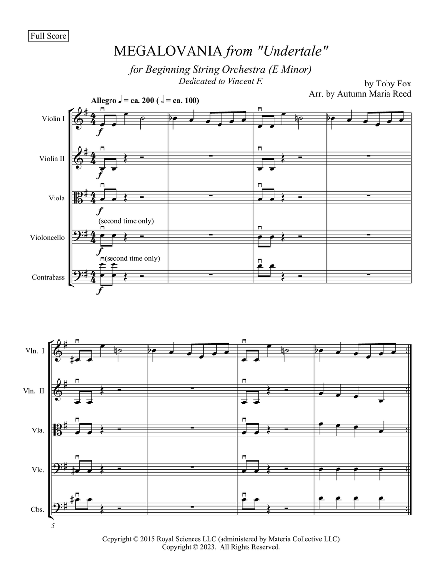 Megalovania String Orchestra scores gallery preview page 2