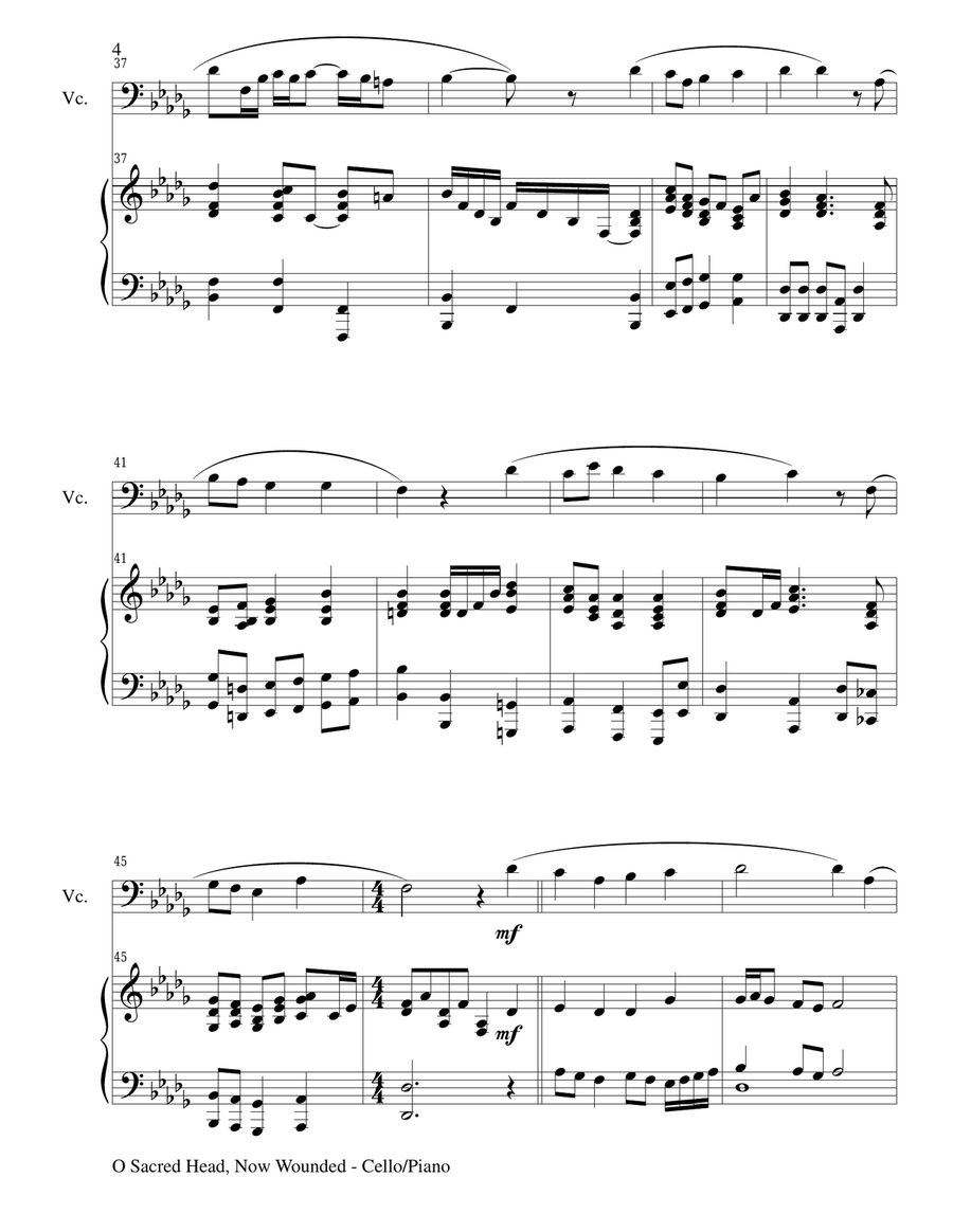 O SACRED HEAD, NOW WOUNDED (Cello/Piano and Cello Part) O SACRED HEAD, NOW WOUNDED (Cello/Piano and Cello Part) Piano scores gallery preview page 4