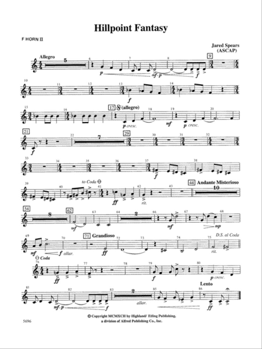 Hill Point Fantasy (Overture for Orchestra): 2nd F Horn Full Orchestra scores gallery preview page 1