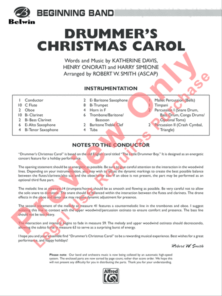 Drummer's Christmas Carol Concert Band scores gallery preview page 2