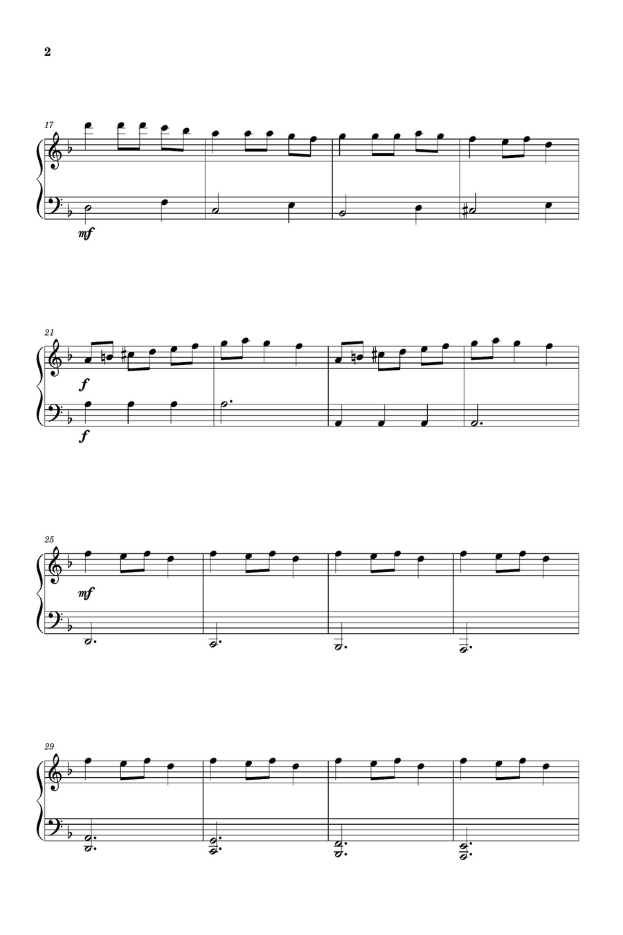Carol of The Bells - Easy/Beginner Piano - in D minor Easy Piano scores gallery preview page 2