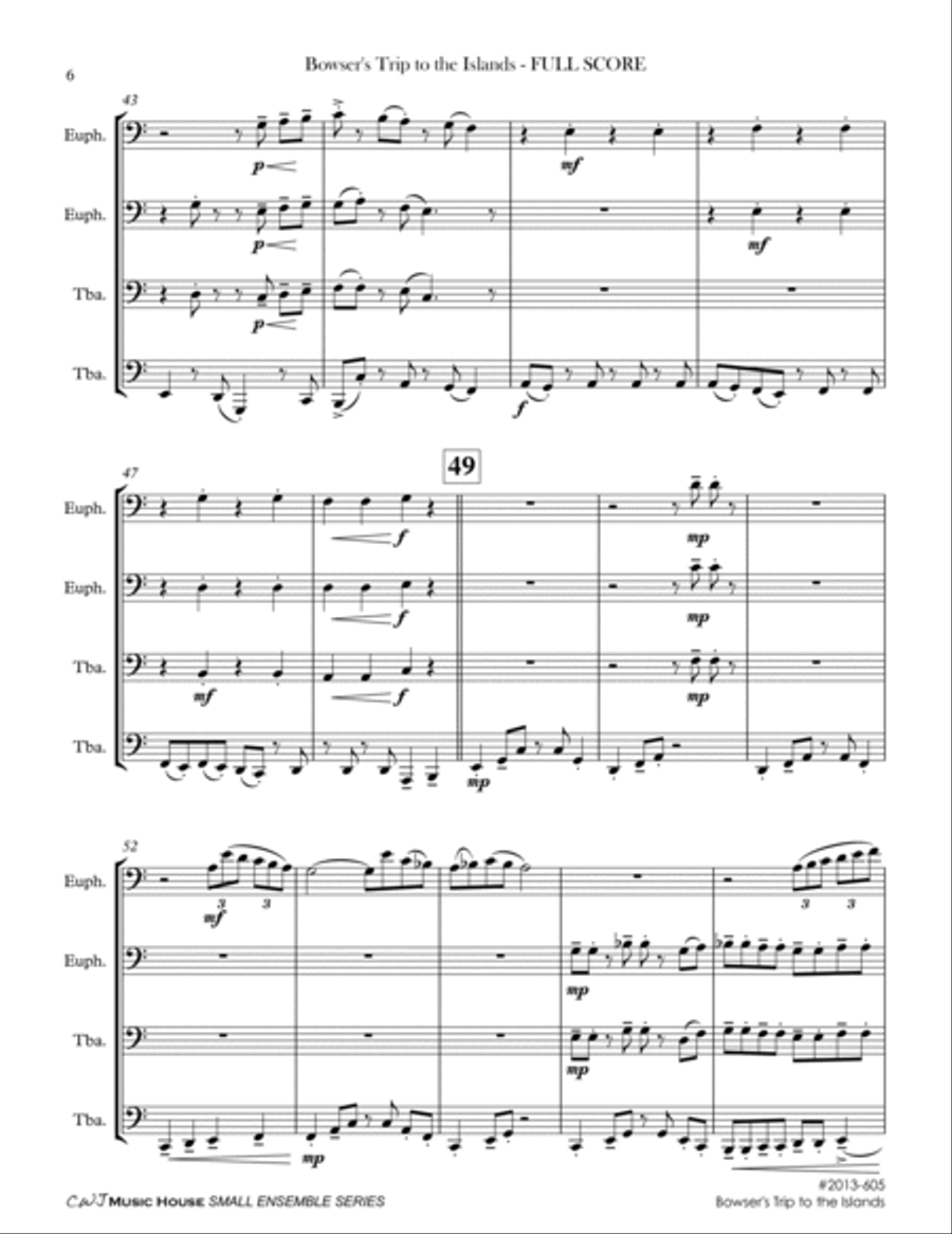 Bowser.s Trip to the Islands Brass Ensemble scores gallery preview page 6