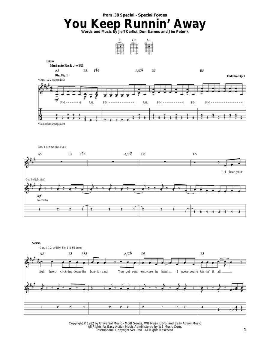 You Keep Runnin' Away Acoustic Guitar scores gallery preview page 1