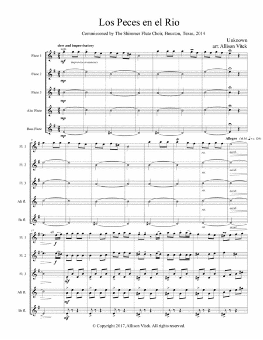 Los Peces en el Rio: for Flute Choir Flute Choir scores gallery preview page 4