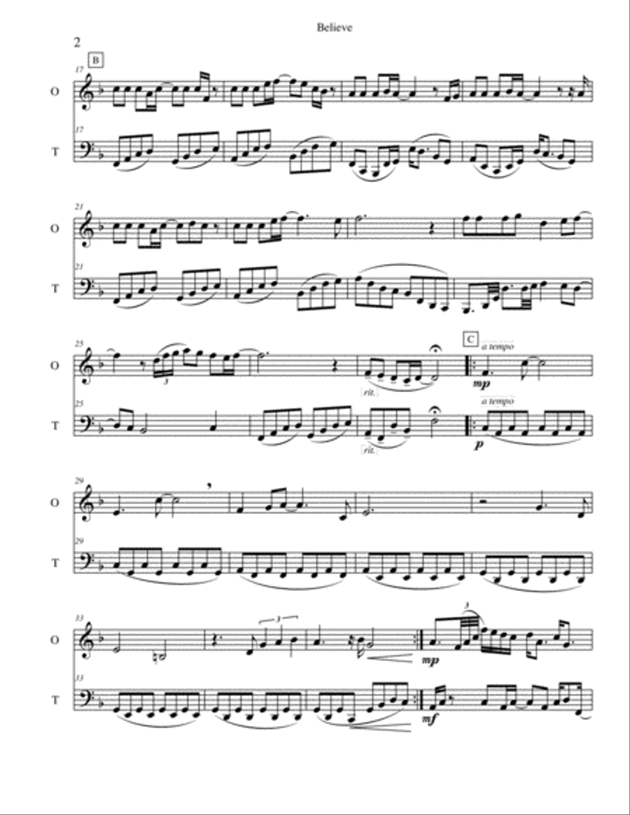Believe Oboe scores gallery preview page 2