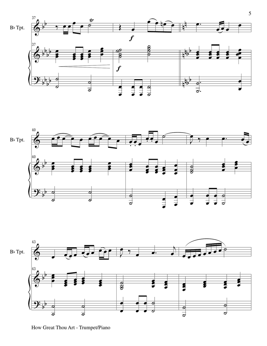 Gary Lanier: HYMNS of PRAISE and ADORATION (Duets for Bb Trumpet & Piano) Trumpet Duet scores gallery preview page 6