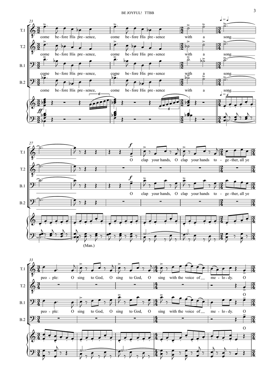 Be Joyful! (Male Voice Choir [TTBB] and organ) TTBB scores gallery preview page 3