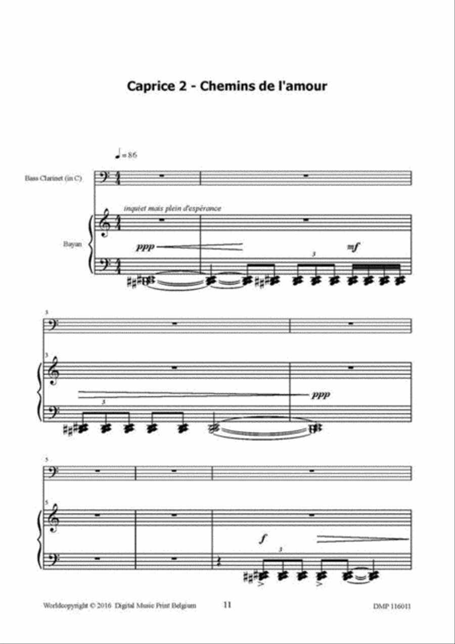 3 Caprices D'uranus Bass Clarinet scores gallery preview page 5