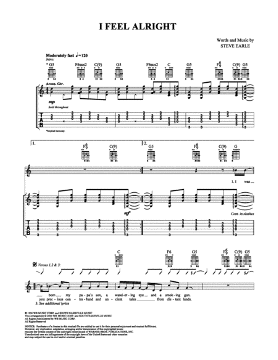 I Feel Alright Electric Guitar scores gallery preview page 1