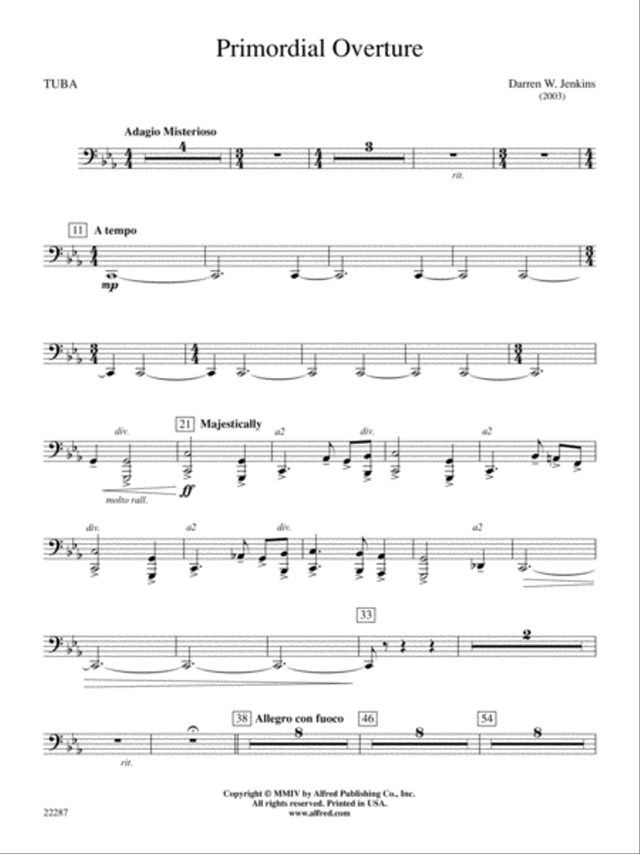 Primordial Overture: Tuba Concert Band scores gallery preview page 1