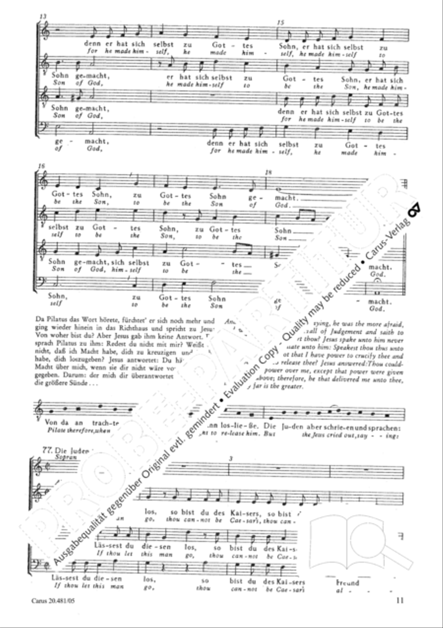 St. John Passion / The Passion of our Lord and Saviour Jesus Christ 4-Part scores gallery preview page 12