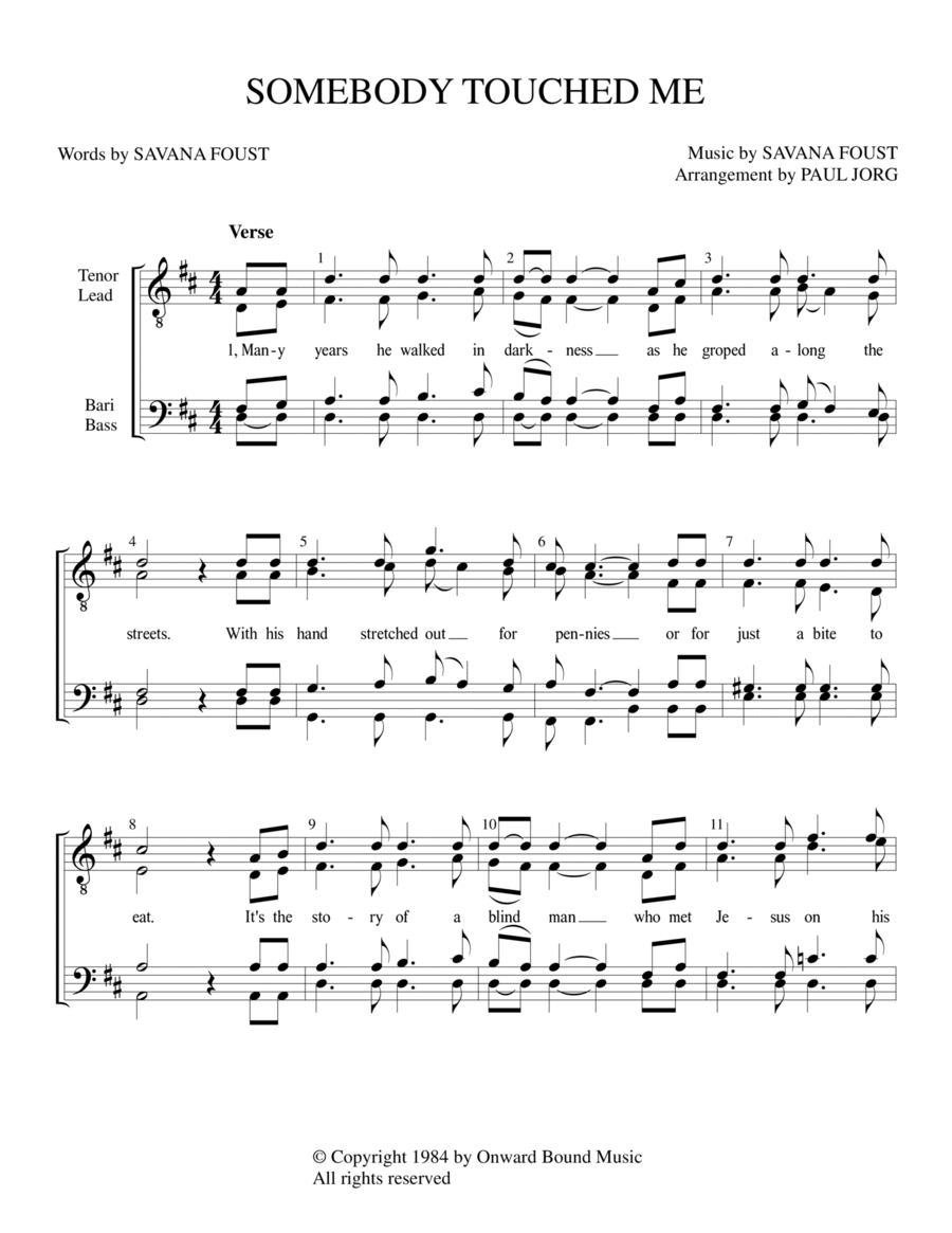 Somebody Touched Me TTBB scores gallery preview page 1